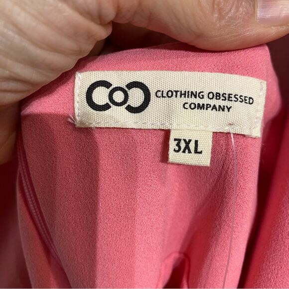 Clothing Obsessed Company Pink Curvy Fit Midi Halter Dress Sz 3XL NWT - Picture 4 of 10